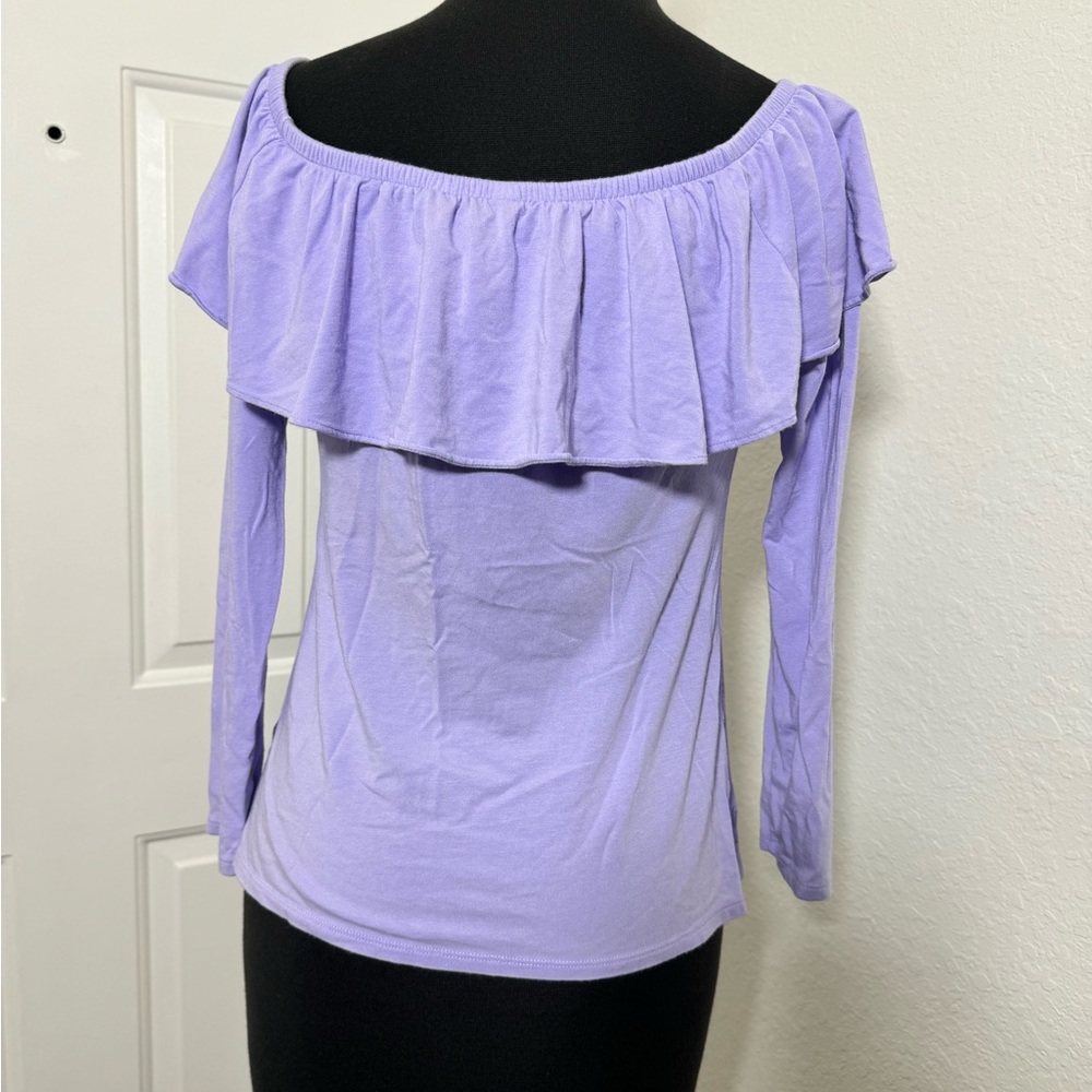 Lilly Pulitzer Lavender Off-Shoulder Ruffle Top - Picture 3 of 6